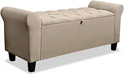 Baú Recamier Banco Calçadeira Capitonê 130 cm Para Casal Dubai - LH Móveis (Suede Cappuccino)