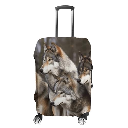 Different Colored Wolves Luggage Cover, Washable Elastic Suitcase Cover Protector Fit 18-32 Inch Luggage