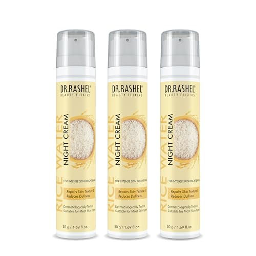 Image of Dr.Rashel Rice Water Night Cream, Deep Moisturizing Face Cream, Collagen Boosting, Brightening Formula, Pack of 3 (50g Each)