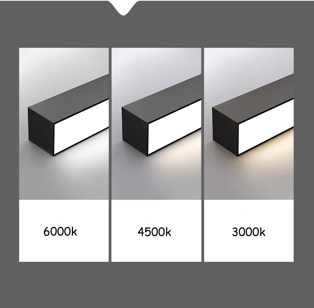 LED Wohnzimmer Deckenleuchte Innen Schwarz Deckenlampe Dimmbar Acryl Spiegelleuchte Aluminium Lange Lichtleiste Deckenbeleuchtung Badlampe für Korridor Badzimmer Büro Schlafzimmer (Weiß,54cm)