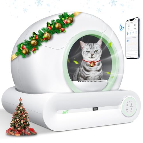 Smart Self Cleaning Cat Litter Box - 65L+9L Low Entry Electric Litter Box for Multiple Cats, Auto Cleaning with APP, Green Smart Self Cleaning Cat Litter Box - 65L+9L Low Entry Electric Litter Box for Multiple Cats, Auto Cleaning with APP, Green