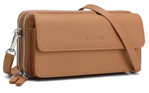 Image of Lanyani RFID Crossbody Wallet Wristlet Purse with Phone Pocket For Women Vegan Leather