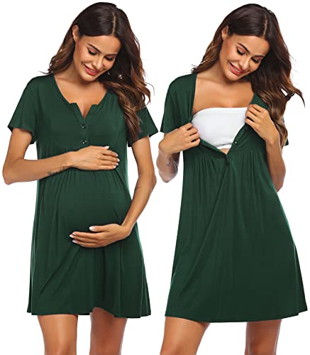 Image of Ekouaer Labor and Delivery Gown, Nursing Nightgown, Maternity Nightgowns for Hospital Short Breastfeeding Nightgown S-XXL