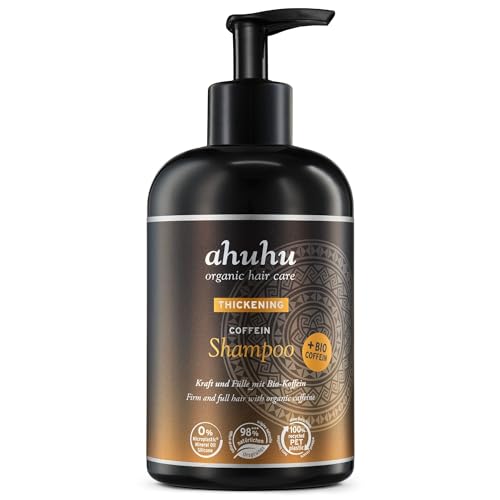 ahuhu THICKENING Coffein Shampoo (500ml) – Mit Bio-Koffein & Reisstärke, Stärkt Haarwurzeln & schützt die Kopfhaut, Mehr Volumen für Damen & Herren, Ohne Silikon & Parabene, Vegan