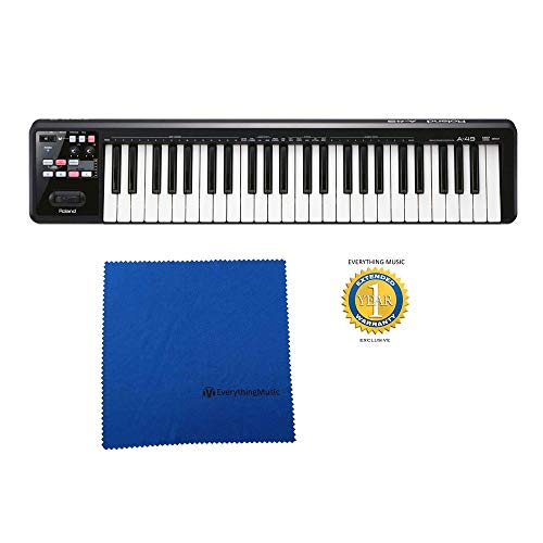 Roland A-49 49-key MIDI Keyboard Controller Black with Microfiber and Free EverythingMusic 1