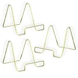 Wire Easel Display Stand - Twisted Brass Metal - 4 Inch - Pack of 3
