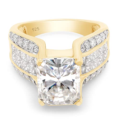 SAVEARTH DIAMONDS 5 1/4 Carat Octagon Cut Center, Princess & Round Cut Lab Created Moissanite Diamond Wedding Band Ring In 14K Gold Over Sterling Silver Jewelry (G-H Color, 5.25 Cttw)3