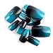 LIARTY 24 Pcs 12 Different Size Simple Gardient Blue Black Medium Length Square Full Cover False Nails with Design