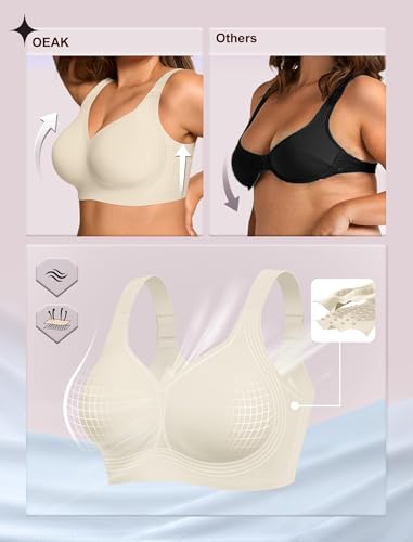 Image of OEAK Womens Wireless Jelly Bras Plus Size Support Push Up Comfortable Bra | no underwire,full coverage,for large breast,minimizer bra,seamless,tshirt bras,everyday bra