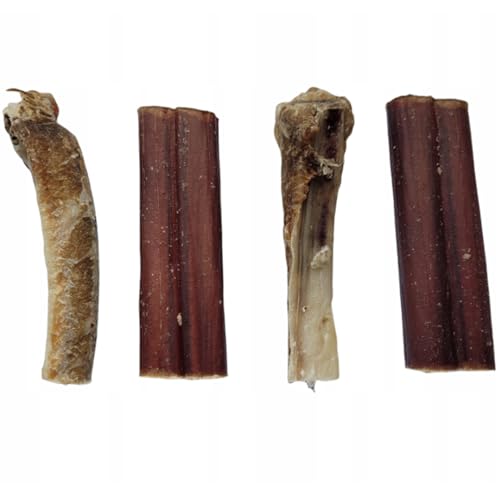 Lucze, Welpen Kauknochen, 4 Stück, Kauartikel für kleine Hunde und Welpen, 2X Ochsenziemer & 2X Schweinerippen Mini Mix, 100 % Natürlich, Getreidefrei, Schonend Getrocknet, Premium Hundesnack