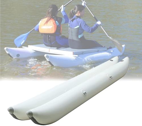 Inflatable PVC Pontoon Boat - Thickened Airbag Floating Bed for Fishing & Water Sports, Double Pontoon Platform for Surfing, Relaxation & Outdoor Adventures