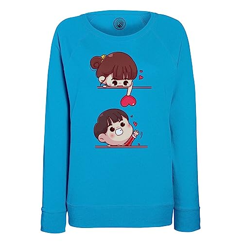 Sweatshirt style japonais mignon avec un cœur pour couple et enfant confortable