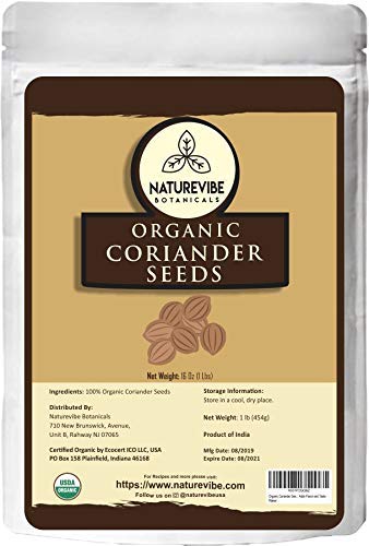 Organic Coriander Seeds (1 Lbs) by Naturevibe Botanicals | Raw, Gluten-Free & Non-GMO | Adds Flavor and Taste