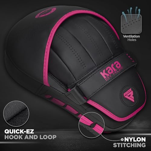 Image of RDX Boxing Pads Curved Focus Mitts, Maya Hide Leather Kara Hook and jab Training Pads, Adjustable Strap Ventilated, MMA Muay Thai Kickboxing Coaching Martial Arts Punching Hand Target Strike Shield