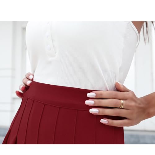 Image of Girstunm Women's Pleated Skirt Mini Skater Basic Skirts High Waist School Girls Uniform Short Cheerleader Skirt