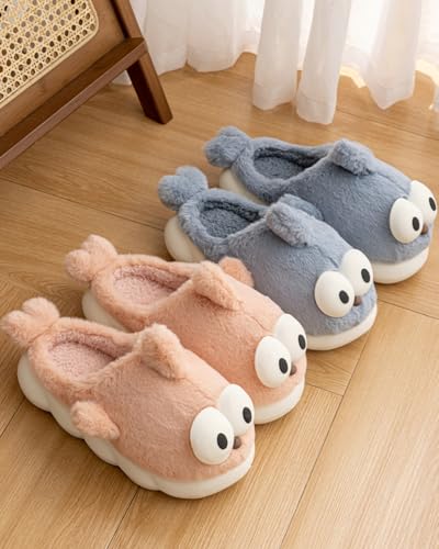 Cotton Slippers for Women Warm Cute Soft Thick-Soled Home Animal Slippers 2025 with Big Eyes for Men Winter3