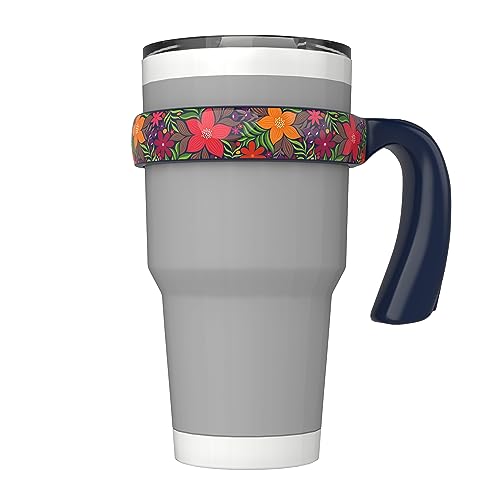 Handle for YETI 30 oz Tumbler, Navy Handle with Flower Pattern, 1 Pack