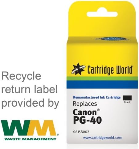 Cartridge World Remanufactured Ink Cartridge Replacement for CANON PG-40 (Black)