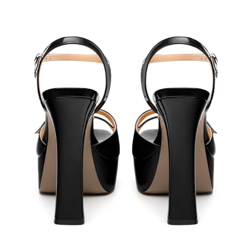 Women's High Heel Platform Sandals - Open Square Toe, Adjustable Buckle Ankle Strap, Versatile Party/Wedding/Daily Shoes4