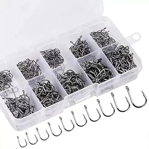 Kit de Anzóis para Pesca, 600 Peças, Tamanhos 3 a 12, com Estojo de Armazenamento, enviamos em cores aleatorias, opçoes conforme nas imagens.
