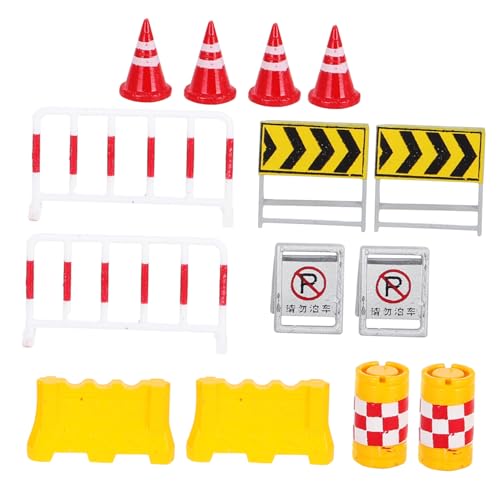 CORHAD Realistic Traffic Barrier Models for Kids Playset Miniature Road Cones Toys Mini Street Lights for Education