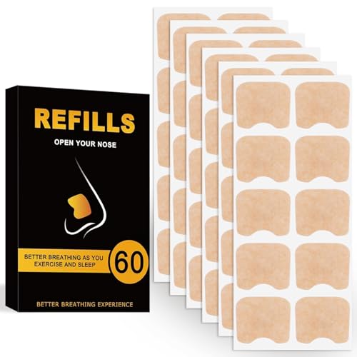 60 PCS Magnetic Nose Strip, Breathing Nasal Strips Refill Pack, Anti-Snoring Sleep Nasal Strips, Nose Magnets Anti-Snoring Aid for for Men & Women at Home, Travel, Hotel, Business Trip and Car