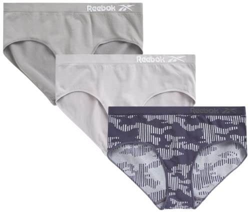Reebok Girls' Underwear - Seamless Hipster Briefs (3 Pack), Size Large, Jacquard/Sharkskin/Gray #TOP6