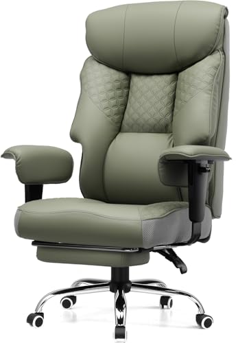 GTRACING Big and Tall Office Chair 400LBS Wide Ergonomic Gaming Chair with Deluxe Embossing Designed Leather with Foot Rest,150°Reclining Adjustable Soft Armrests Pocket Spring Back Support and Pillow