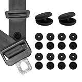 FSTURIOS 10 Sets Seat Belt Button Stop, Snap-on Seatbelt Stopper Prevent Buckle from Sliding Down, Universal Fit Stopper Button Plastic Seat Belt Buckle Clip Stop, Car Accessories (Black)