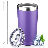 GUDEMAO 20 oz Tumbler with Lids and Straws, Stainless Steel Insulated Coffee Tumbler, Double Wall Vacuum...