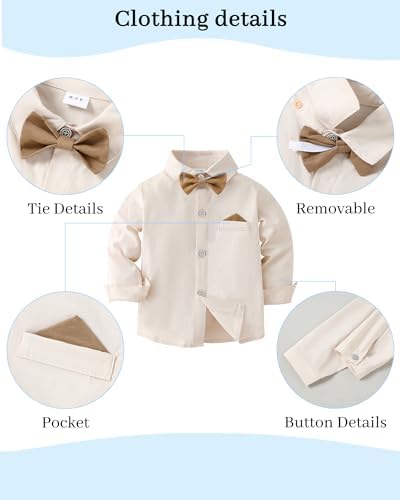 Baby Boy Clothes Suits, Toddler Dress Shirt With Bowtie + Suspender Pants Outfit Sets Gentleman Wedding 1-5 Years 5 41lkYjSAiWL. AC