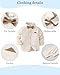 DISAUR Boy Dress Outfit Gentleman Wedding Outfits Beige Dress Shirt With Bowtie/Suspender Pants for Family Gatherings 8-9 Years