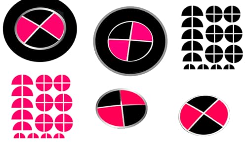 Image of Matte Black and Pink - Compatible with BMW - Stickers Overlay Vinyl Decal for All Emblems Caps Logos Roundels Badges