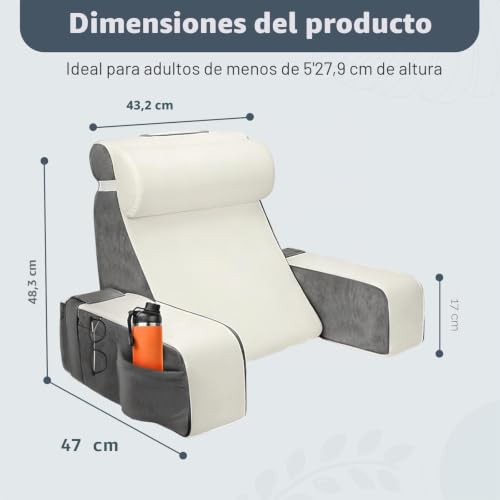 Miniatura 3 de Cojín De Lectura Para Cama Y Sofá, Cojín De Libros Con Cojín Cervical Y Reposabrazos Desmontables, Cojín Lumbar Ergonómico, De Espuma Viscoelástica Para Leer, Ver Televisión, Videojuegos, Funda