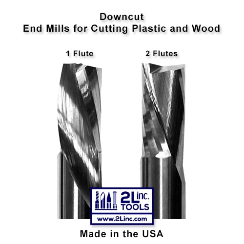 Downcut End Mills for Cutting Plastic and Wood - 2L inc. (.500" Cutter Dia. - 2 Flutes - 1/2" Shank Dia.)