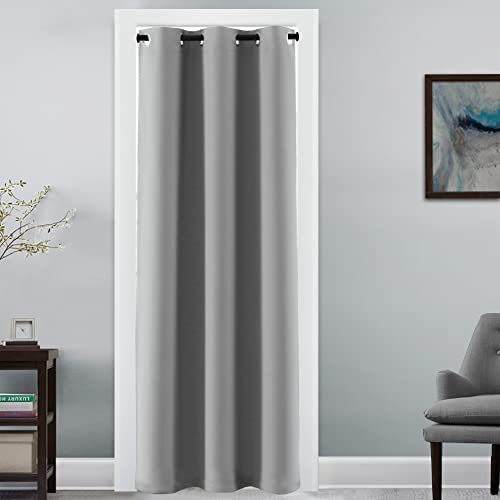 Image of H.VERSAILTEX Doorway Curtain Blackout Closet Door Curtain Room Divider Window Treatment Curtain for Bedroom Thermal Insulated Privacy Drape Soundproof Grommet, 42 x 80 inches, 1 Panel, Dove Grey
