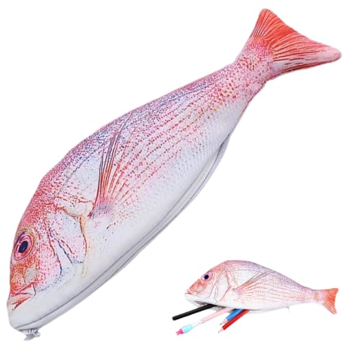 QOMJUFA 1 Stück Fisch Geformt Federmäppchen, Neuheit Fisch Federbeutel, Lustige Federmäppchen mit Gepolstertem Dickschaum Futter für Schule Klassenzimmer