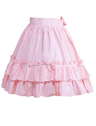 Hugme Cotton Pink Ruffles & Bow Lolita Skirt2