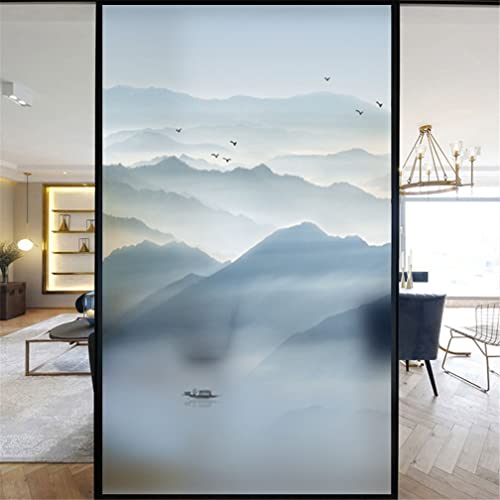 LXDWEI Fenster-Sichtschutzfolie, dekorative Tinte, Querformat, 2 statische Haftung, kein Kleber, Fenster-Aufkleber (B x L), 52 x 140 cm Cover