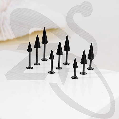 ZS 16G Spike Lip Rings Cartilage Tragus Helix Piercing, 18G Stainless Steel Spike Stud Earrings, 20G Spike Nose Rings Studs for Women Men4