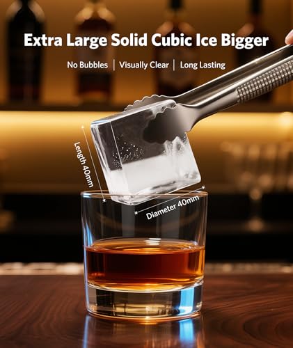 Image of Electactic Crystal Clear Cubic Ice Makers Countertop -Makes 3 Large, 1.6 inch Clear Ice Cubes in 15 Mins, 24h Timer, Self-Cleaning Ice Maker with 5 Ice Cube Sizes for Cocktails, Whiskey & Bourbon