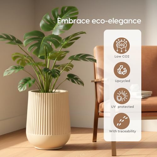Image of Eha Earth Friendly Opera Big Planters for Home Decor | 18 inch, Pack of 1 | Heavy Duty Plant Pot Made with Rice Husk & Bamboo Biocomposite | UV Protected Pot for Plant | Pots & Planters Big Size