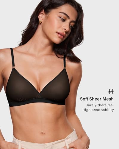 INLYRIC Women's Cosnufy Sheer Triangle Bralettes - Unlined Mesh Sexy Comfortable No Padding Bras No Underwire2