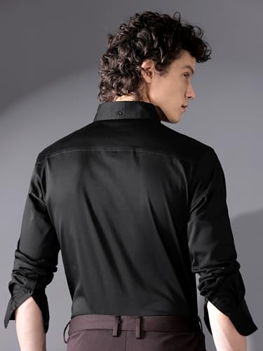 Image of BEYOUNG Regular Fit Formal Satin Shirt for Men | Full Sleeves | Men's Stylish Satin Silk Shirt | Formal Shirt | Buttondown Collar | Satin Solid Shirt for Men