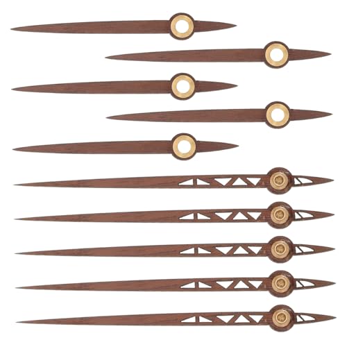 HEATSHAKING 5セット 木製掛け時計用耐摩耗時計針 交換パーツ シンプルデザイン軽量耐腐食 モダンブラックウォールクロックアクセサリー