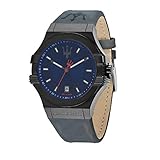 Vidrio: Mineral Maserati Reloj para Hombre, Colección Potenza, en Acero, PVD Gris, Cuero - R8851108021