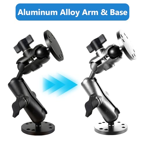 Image of Fish Finder Mount, Aluminum Arm Extension, T-Bolt Attachment for Track Systems, B Size Ball Mount Compatible with RAM, Double AMPS Round Plate for GPS /Boats /Industry