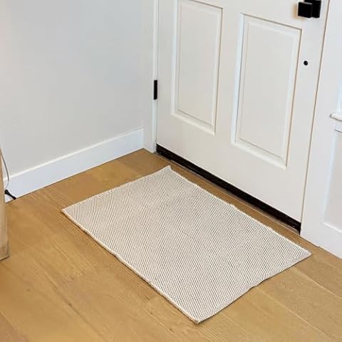 LIVEBOX Jute Cotton Hand-Woven Entryway Rug, 2x3 Soft Neutral Front Door Rug, Small Kitchen Rugs Natural Rug for Farmhouse Bedroom Bathroom Cover
