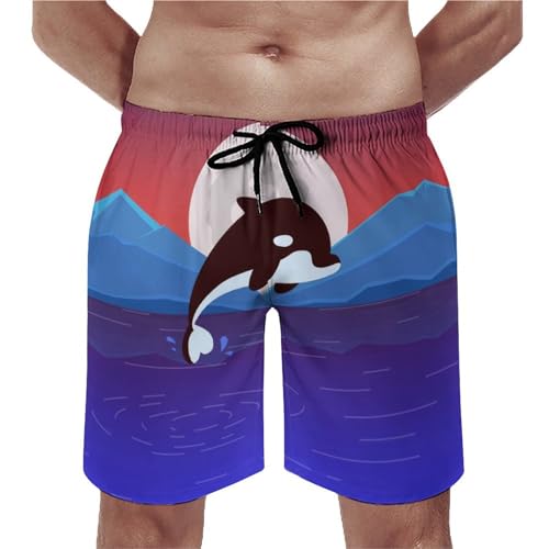 Shorts de bain homme coucher de soleil imprimé marin de haute qualité