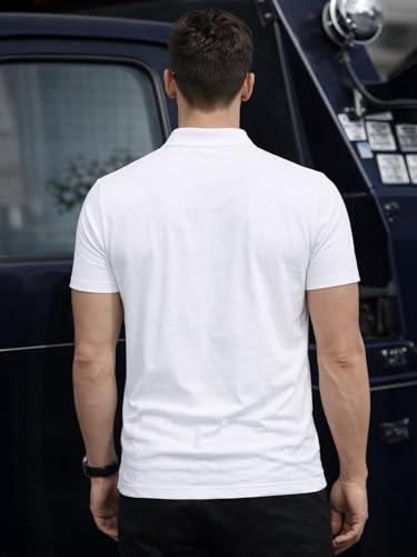 Image of Veirdo Men's Regular Fit Interlock Polo T-Shirt, Cotton Fabric, Half Sleeves,Stylish Collared Neck, Perfect for Casual and Office Wear, Soft, Comfortable (S-2XL)